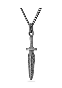 Antique Dagger Pendant Necklace in Gunmetal Stainless Steel