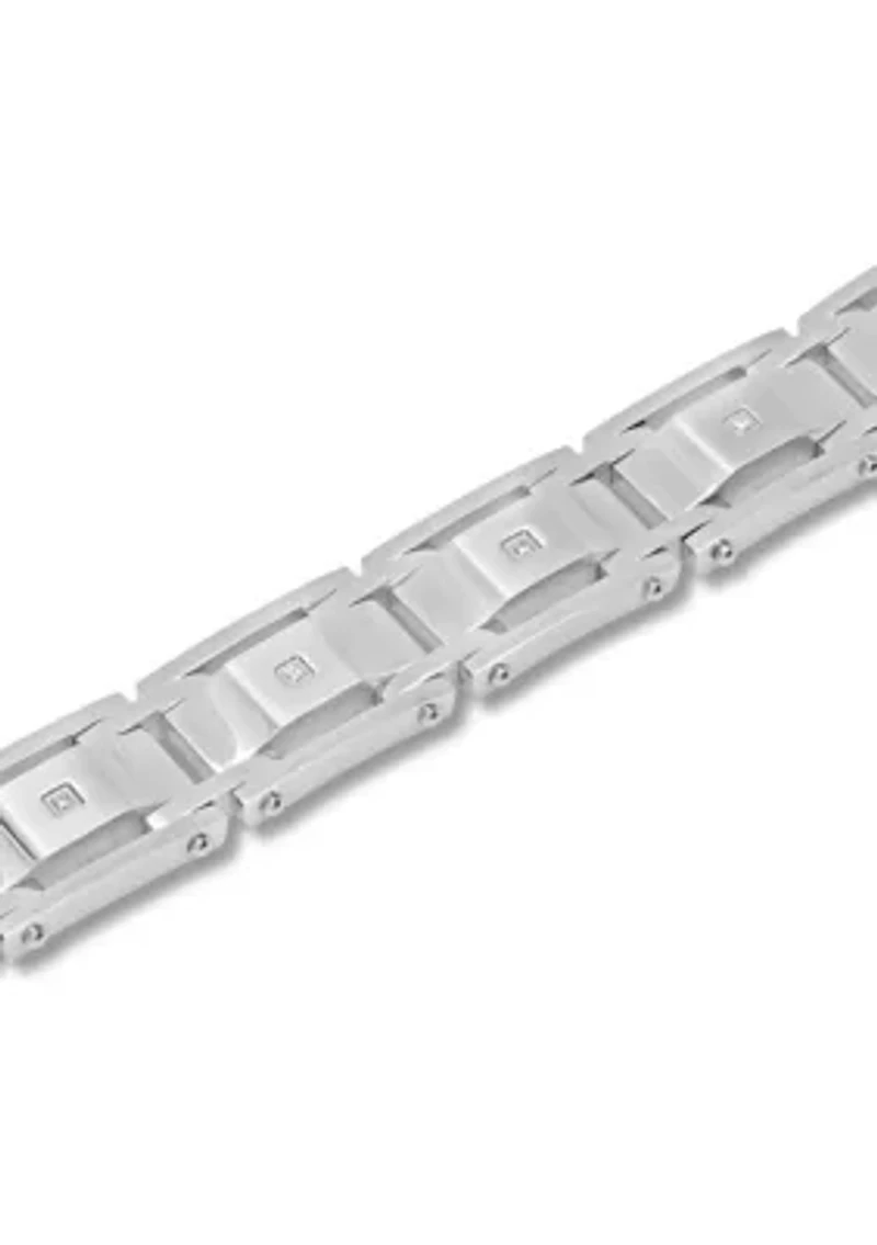 1/10 ct. t.w. Diamond Link Bracelet in Stainless Steel