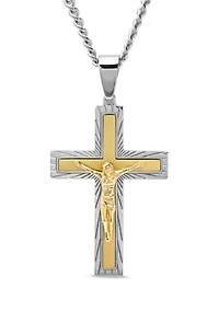 Crucifix Pendant in Two-Tone Stainless Steel