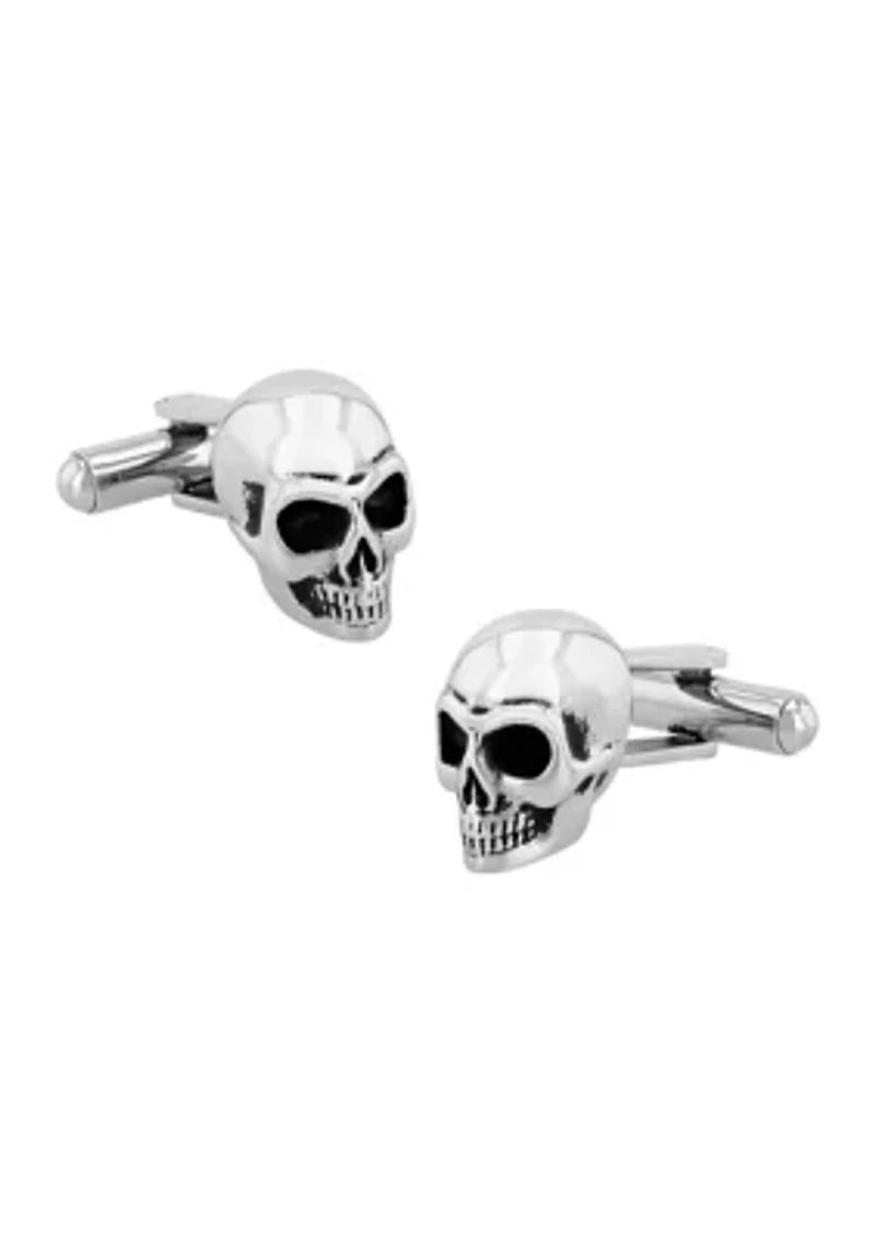 Silver Tone Skull Cufflinks in Stainless Steel