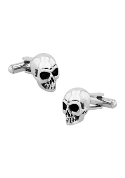 Silver Tone Skull Cufflinks in Stainless Steel