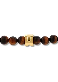 Tiger's Eye Bead and Gold-Tone Stainless Steel Bolo Bracelet