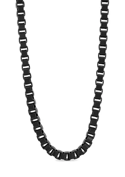 Box Link Chain Necklace in Black Stainless Steel