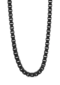 Box Link Chain Necklace in Black Stainless Steel