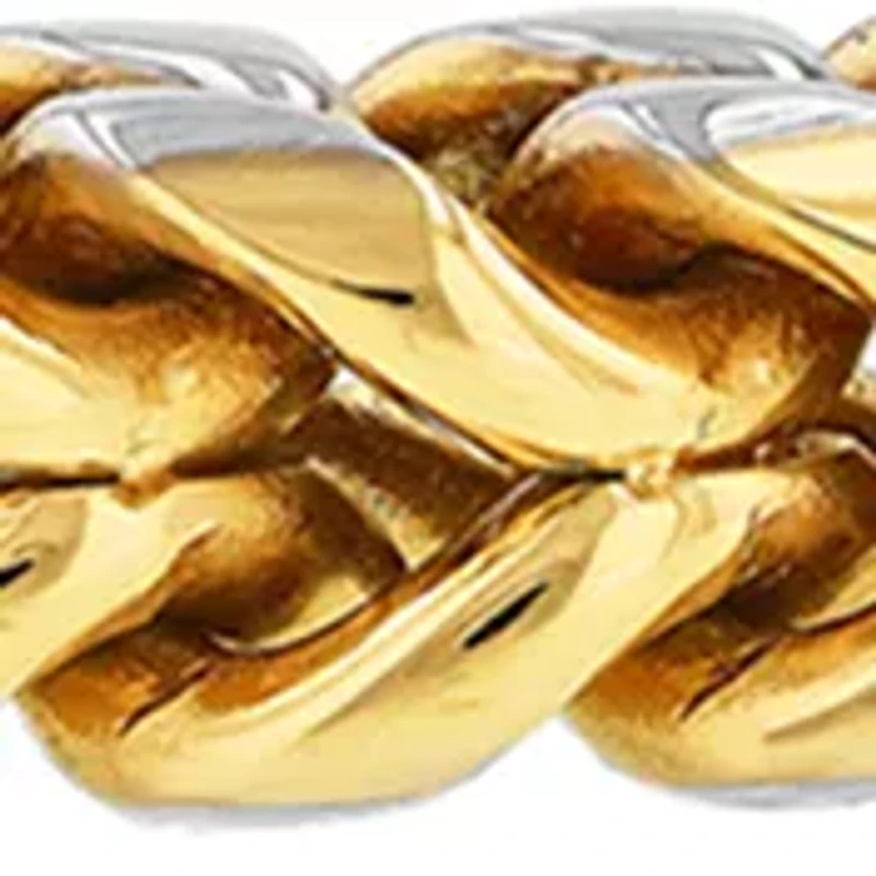 Franco Link Chain Bracelet and Necklace Set in Gold-Tone Stainless Steel