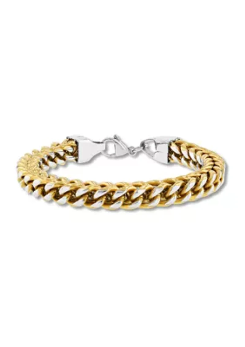 Franco Link Chain Bracelet and Necklace Set in Gold-Tone Stainless Steel