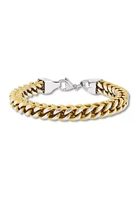 Franco Link Chain Bracelet and Necklace Set in Gold-Tone Stainless Steel