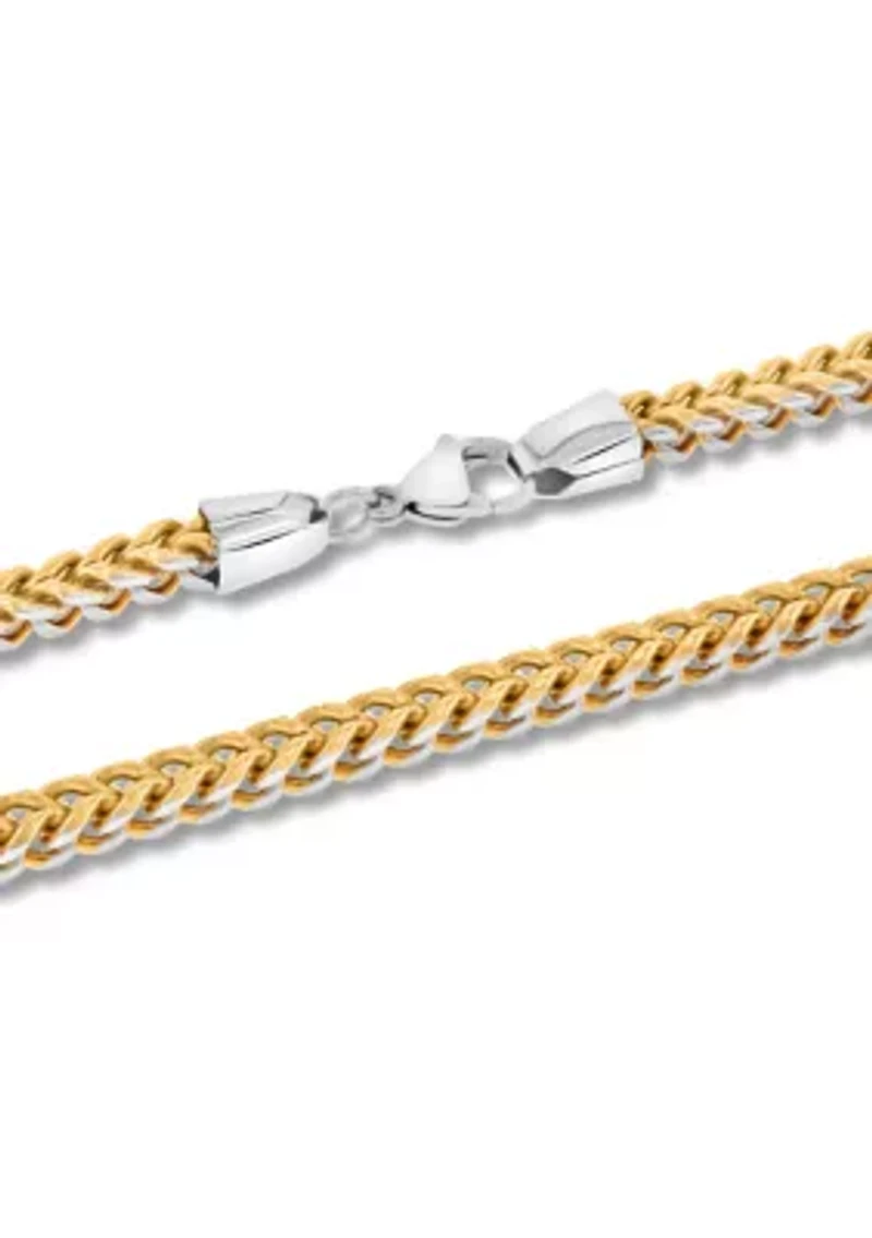 Franco Link Chain Bracelet and Necklace Set in Gold-Tone Stainless Steel