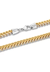 Franco Link Chain Bracelet and Necklace Set in Gold-Tone Stainless Steel