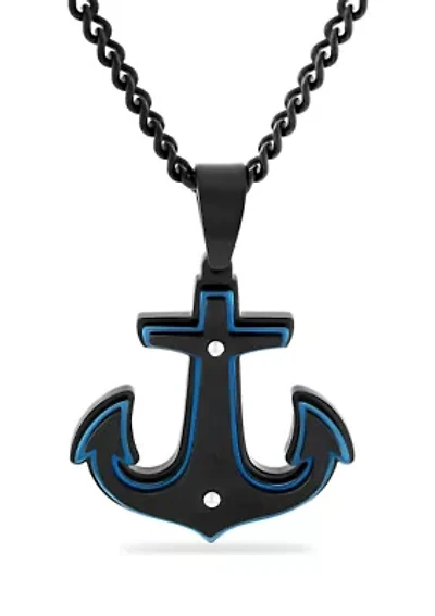 Stacked Anchor Pendant in Two-Tone Stainless Steel