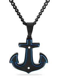 Stacked Anchor Pendant in Two-Tone Stainless Steel