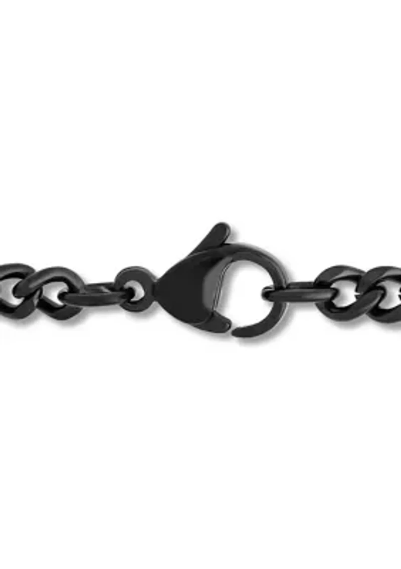 Gear and Shield Pendant Necklace in Two-Tone Stainless Steel