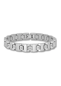 1/10 ct. t.w. Diamond Square Link Bracelet in Stainless Steel