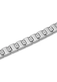 1/10 ct. t.w. Diamond Square Link Bracelet in Stainless Steel