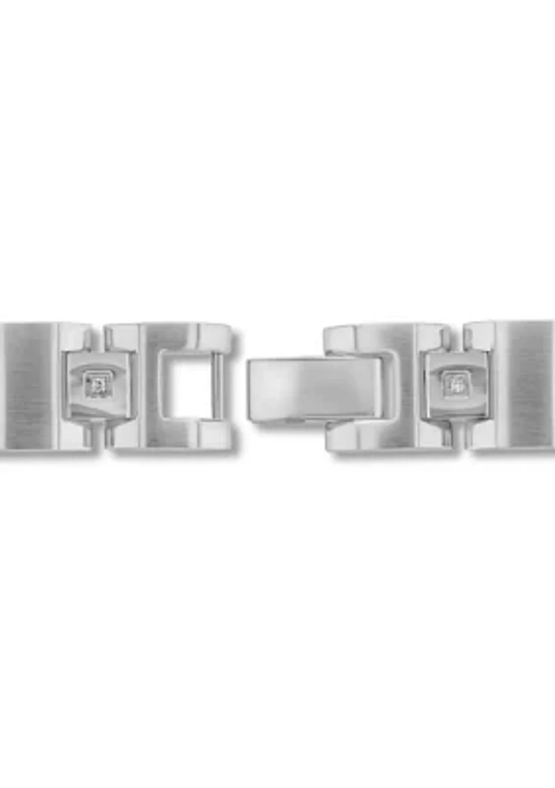1/10 ct. t.w. Diamond Square Link Bracelet in Stainless Steel