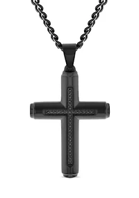 1/6 ct. t.w. Black Diamond Cross Pendant in Black Stainless Steel