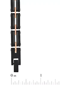 .05CTW Diamond Accent Men's Stainless Steel Black and Rose Two-tone Link Bracelet