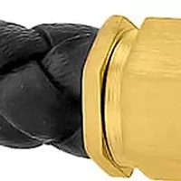 Men's Stainless Steel Yellow Finish Faux Leather Cuff Bracelet