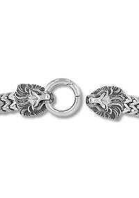 Double Lion's Head Franco Chain Bracelet in Stainless Steel