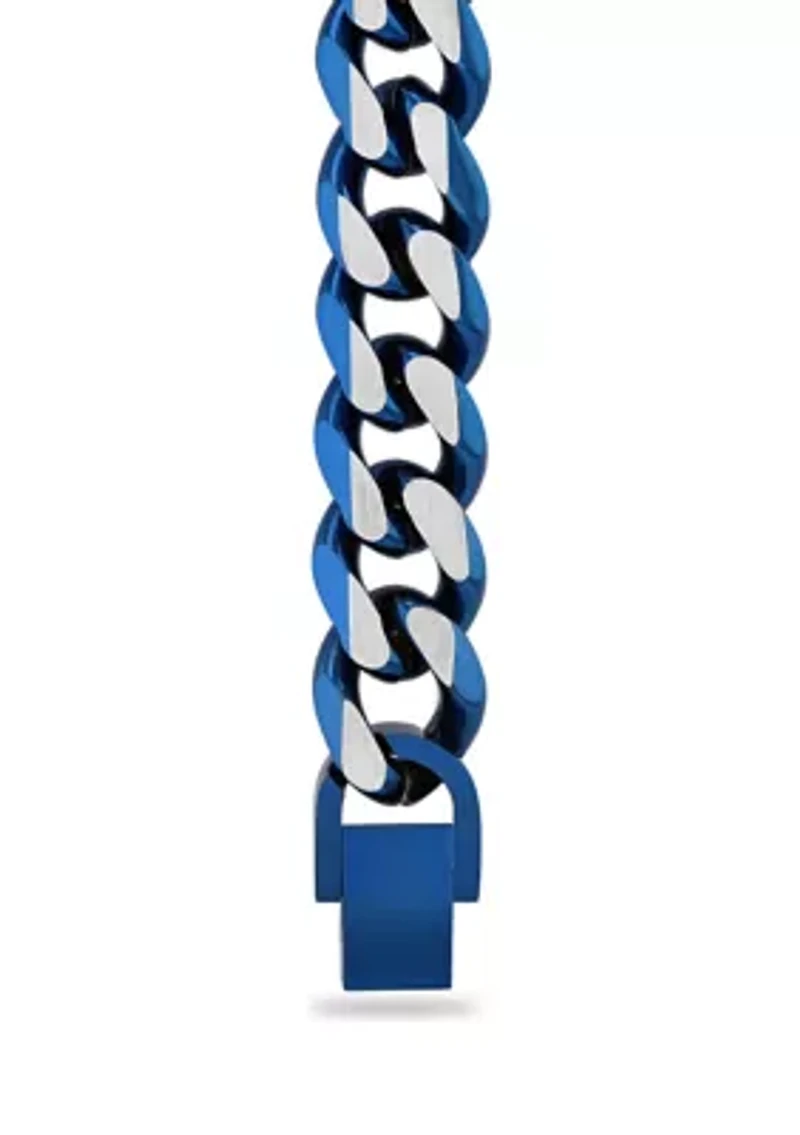 Beveled Curb Link Chain Necklace in Two-Tone Stainless Steel