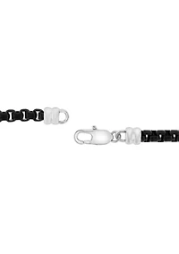 Men's Stainless Steel Black Finish Round Box Link Bracelet
