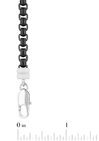 Men's Stainless Steel Black Finish Round Box Link Bracelet