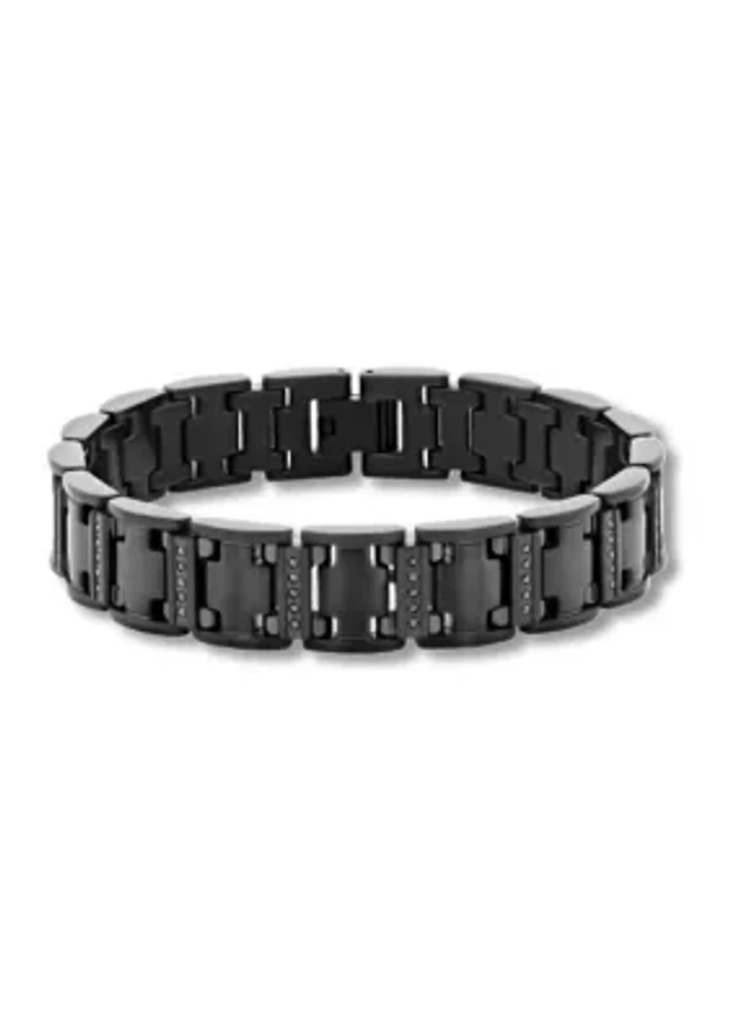 1/2 ct. t.w. Black Diamond Link Bracelet in Black Stainless Steel