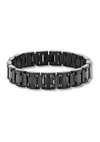 1/2 ct. t.w. Black Diamond Link Bracelet in Black Stainless Steel