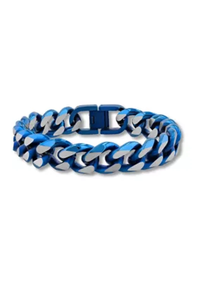Beveled Curb Link Bracelet in Two-Tone Stainless Steel