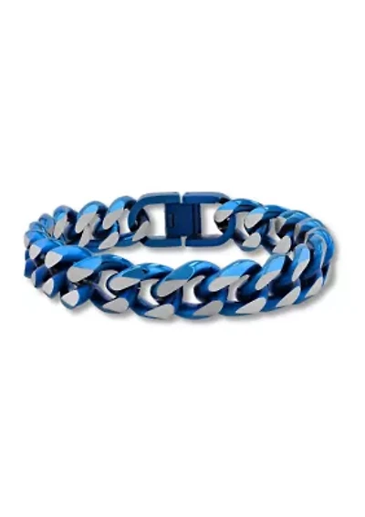 Beveled Curb Link Bracelet in Two-Tone Stainless Steel