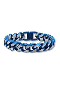 Beveled Curb Link Bracelet in Two-Tone Stainless Steel