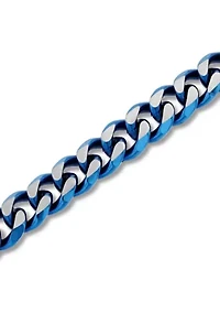 Beveled Curb Link Bracelet in Two-Tone Stainless Steel
