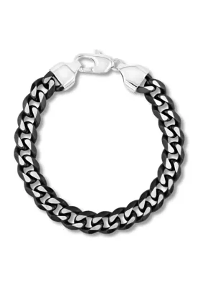 Curb Link Chain Bracelet and Necklace Set in Two-Tone Stainless Steel