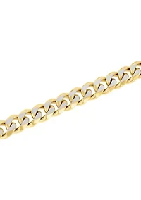 Stainless Steel 9.5" Curb Link Bracelet with Yellow Finish