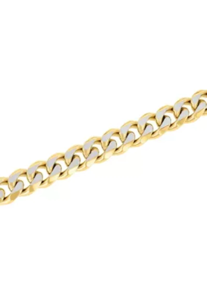 Stainless Steel 9" Curb Link Bracelet with Yellow Finish