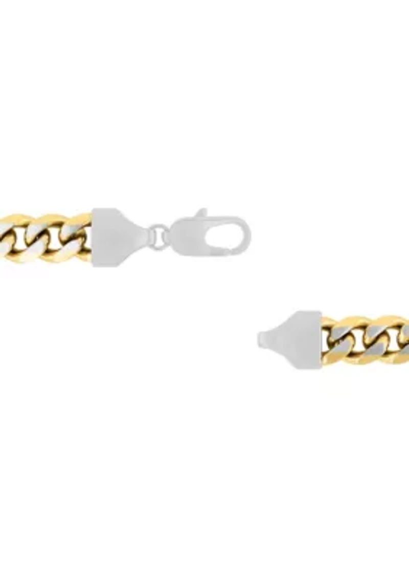 Stainless Steel 9" Curb Link Bracelet with Yellow Finish