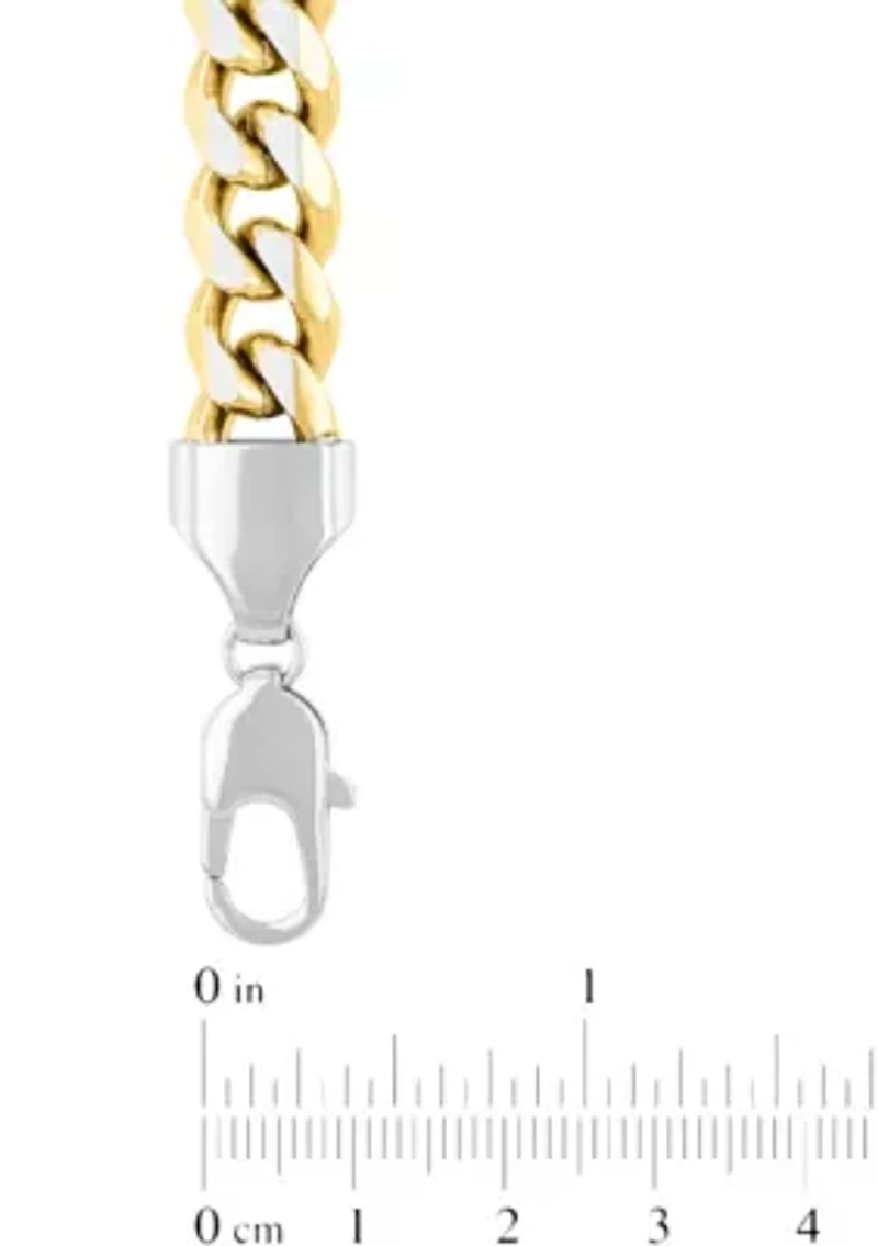 Stainless Steel 9" Curb Link Bracelet with Yellow Finish