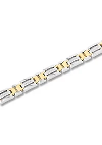 1/6CTW Diamond Men's Stainless Steel White and Yellow Two-tone Finish H-Link Bracelet