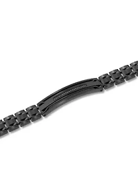 .10CTW Black Diamond Stainless Steel with Black Finish ID Bracelet
