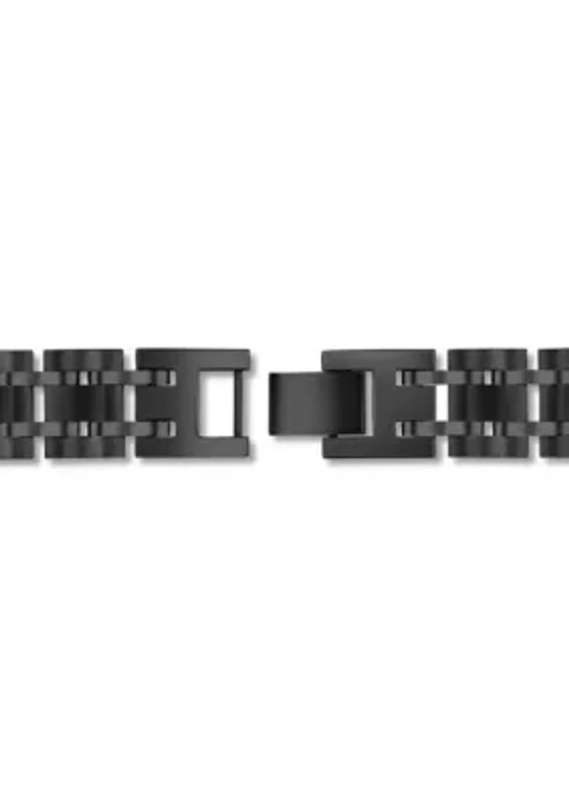 .10CTW Black Diamond Stainless Steel with Black Finish ID Bracelet