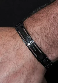 .10CTW Black Diamond Stainless Steel with Black Finish ID Bracelet