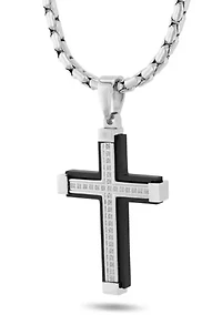 .16CTW Diamond Stainless Steel Black Finish Cross Pendant
