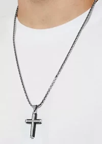 .16CTW Diamond Stainless Steel Black Finish Cross Pendant