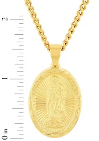 Stainless Steel with Yellow Finish Guadalupe Medallion Pendant