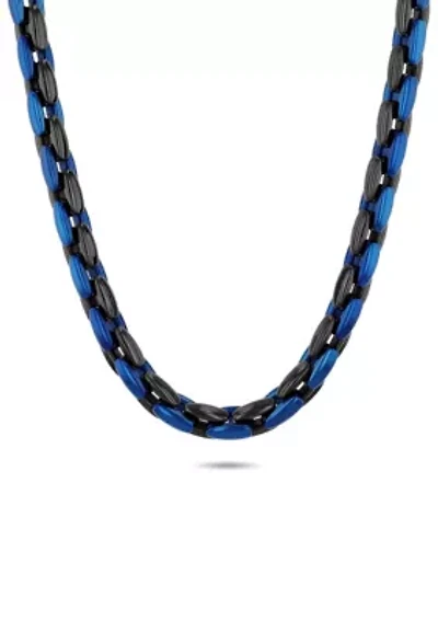 Stainless Steel Blue and Black Finish Chain