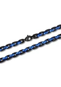 Stainless Steel Blue and Black Finish Chain
