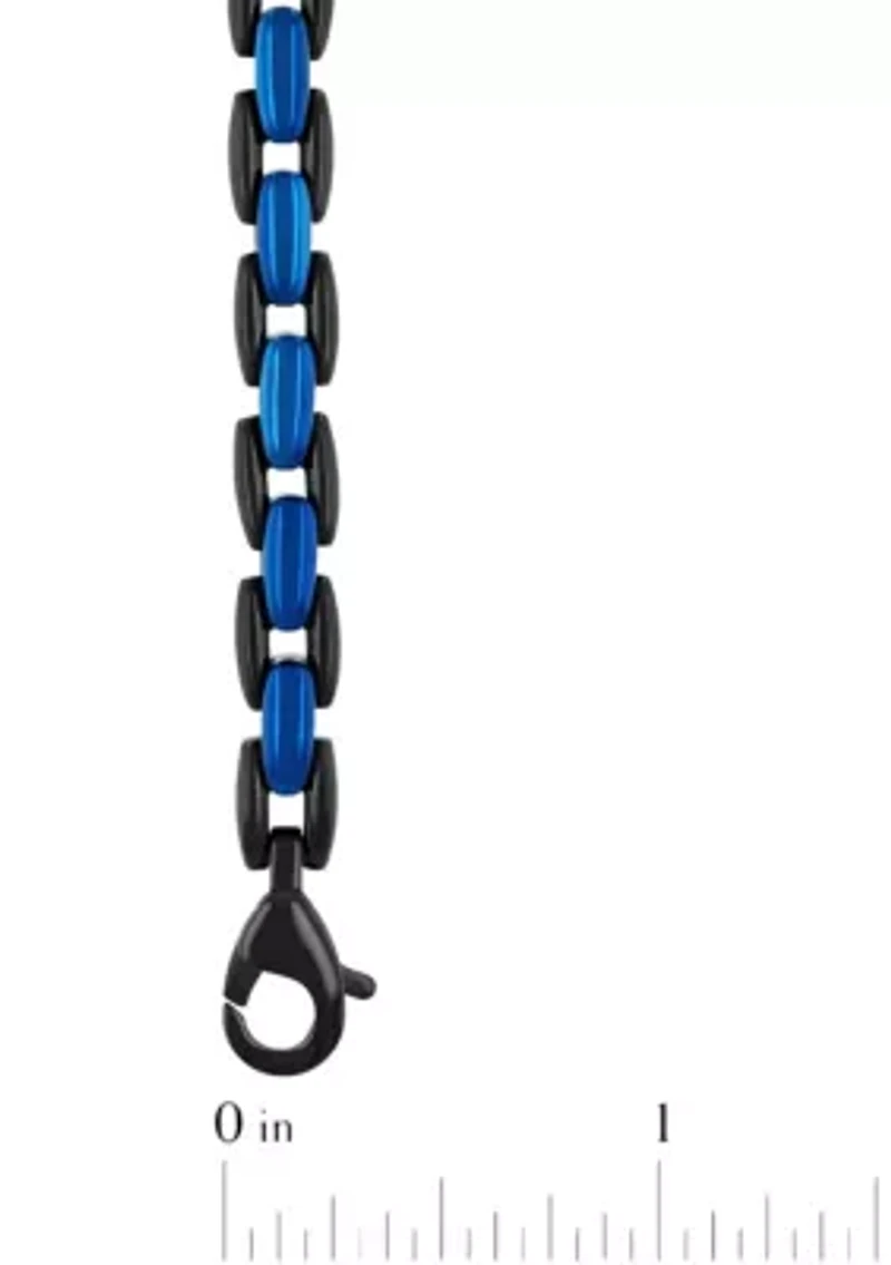 Stainless Steel Blue and Black Finish Chain