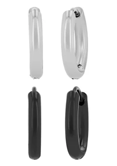 Stainless Steel Hoop Earrings Set