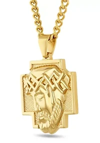 Men's Stainless Steel Yellow Finish Jesus Head Pendant