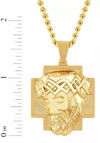 Men's Stainless Steel Yellow Finish Jesus Head Pendant